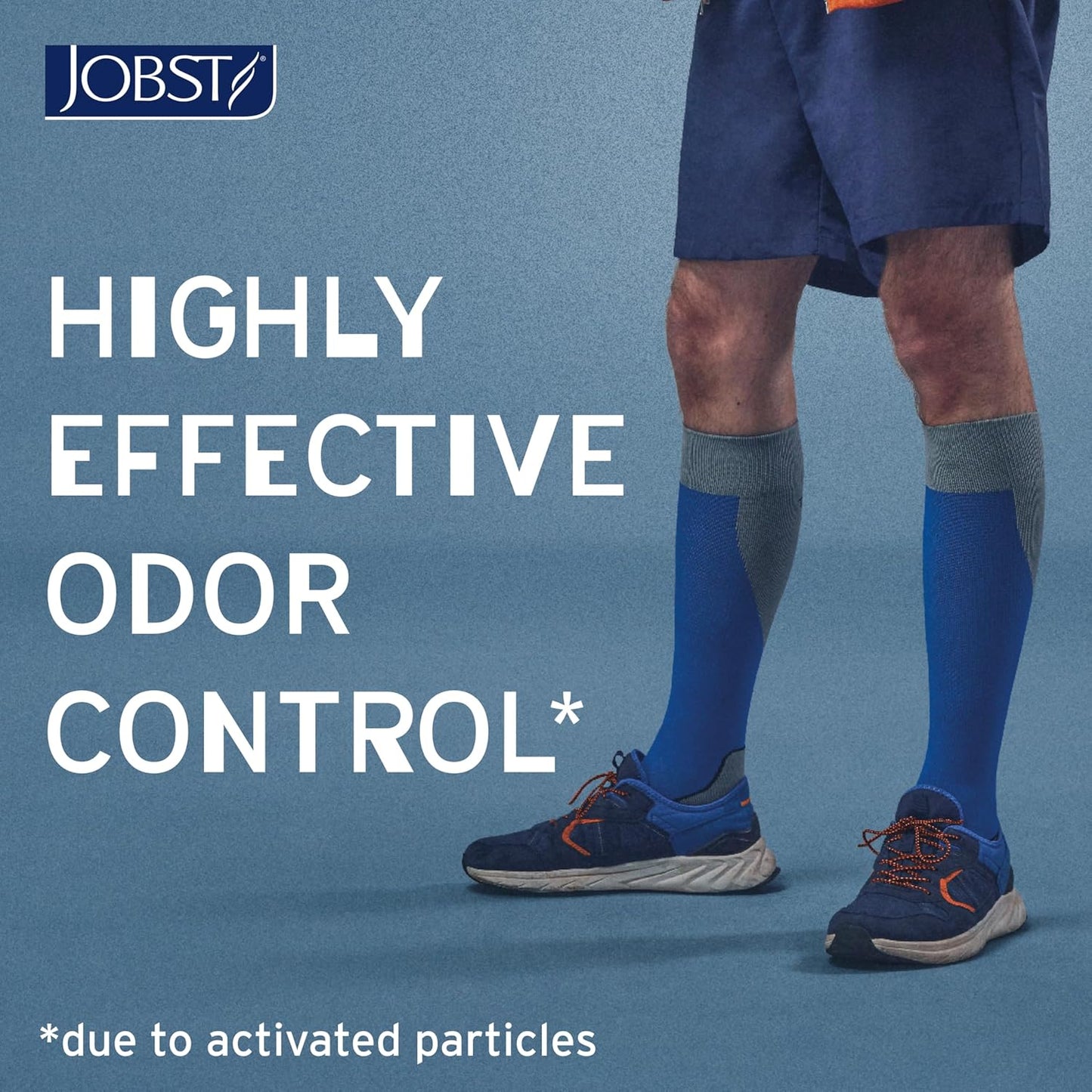 Sport Knee High 15-20 Mmhg Compression Socks, Royal Blue/Grey, Large
