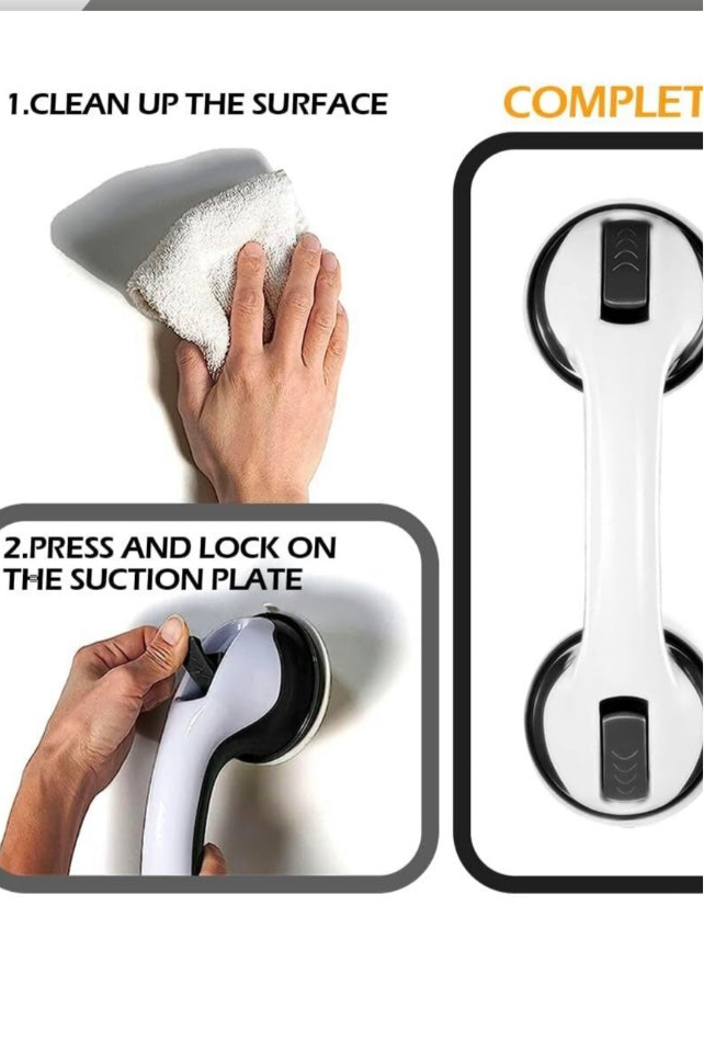 Safety Suction Grab Bars - 2-Pack Heavy Duty Bath Grips for Fall Prevention