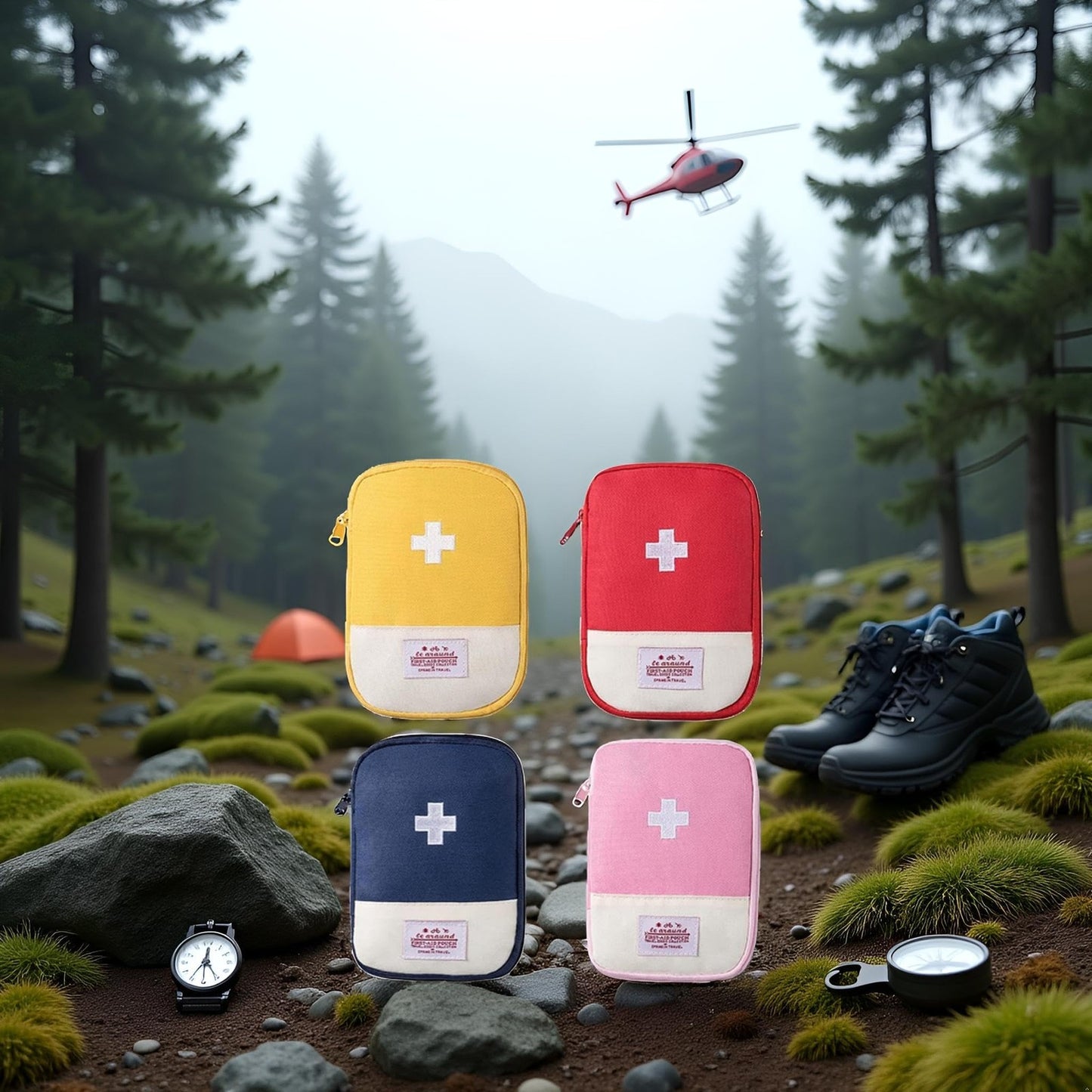 4Pcs Empty Travel Mini First Aid Pouch, Portable Outdoor First Aid Medical Re...