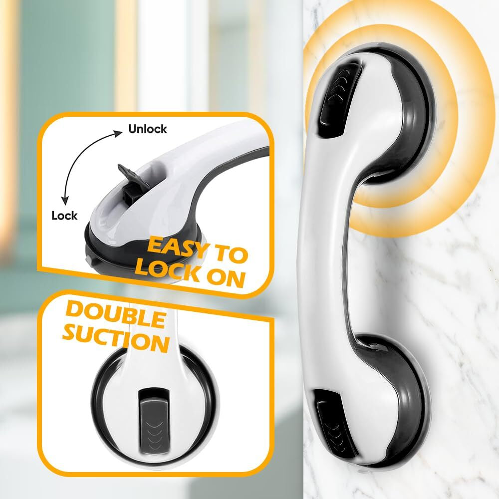 2 Pcs Handicap Grab Bars - 2Pcs - Safety Suction Cup Bath Grips for Tub Heavy...