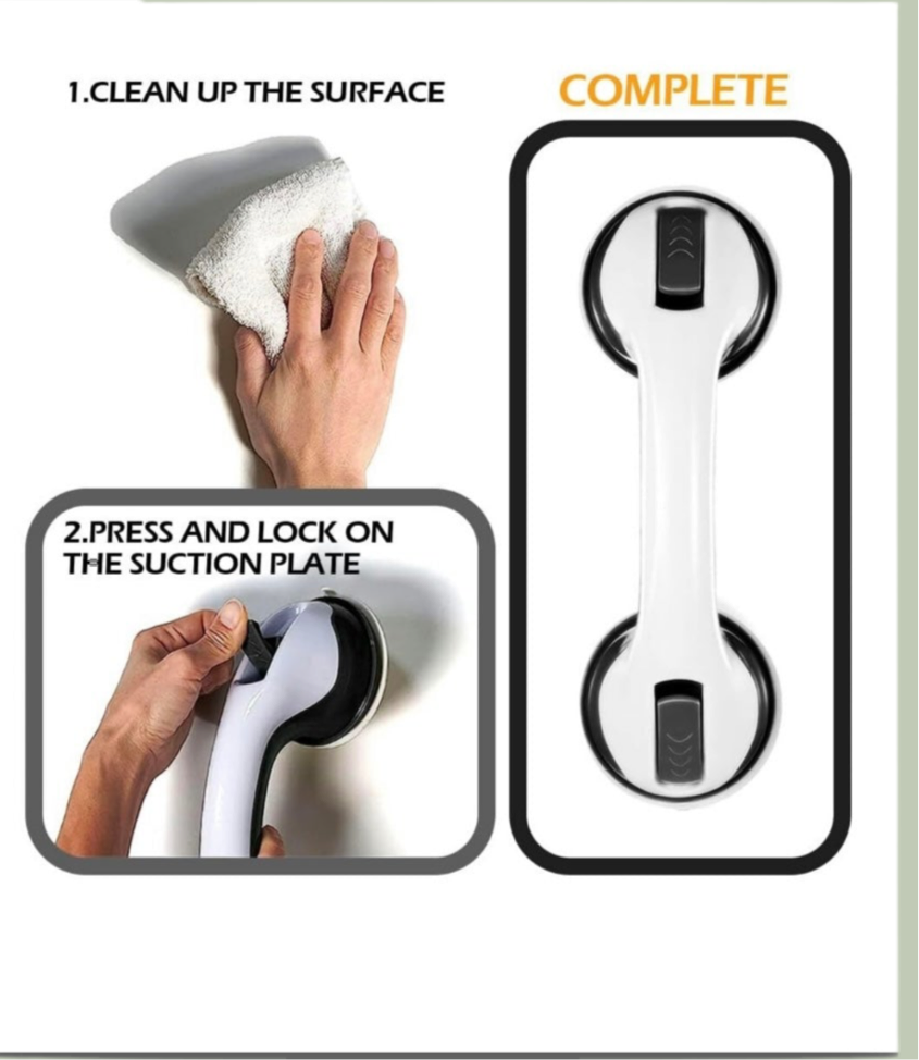 Safety Suction Grab Bars - 2-Pack Heavy Duty Bath Grips for Fall Prevention