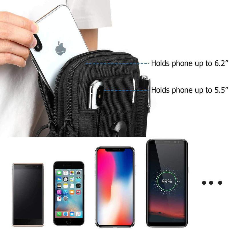 Tactical Waist Pouch EDC Molle Waist Bag Belt Phone Pouch Holster Purse Carrying Pouch for Smartphone, Tools DOUN