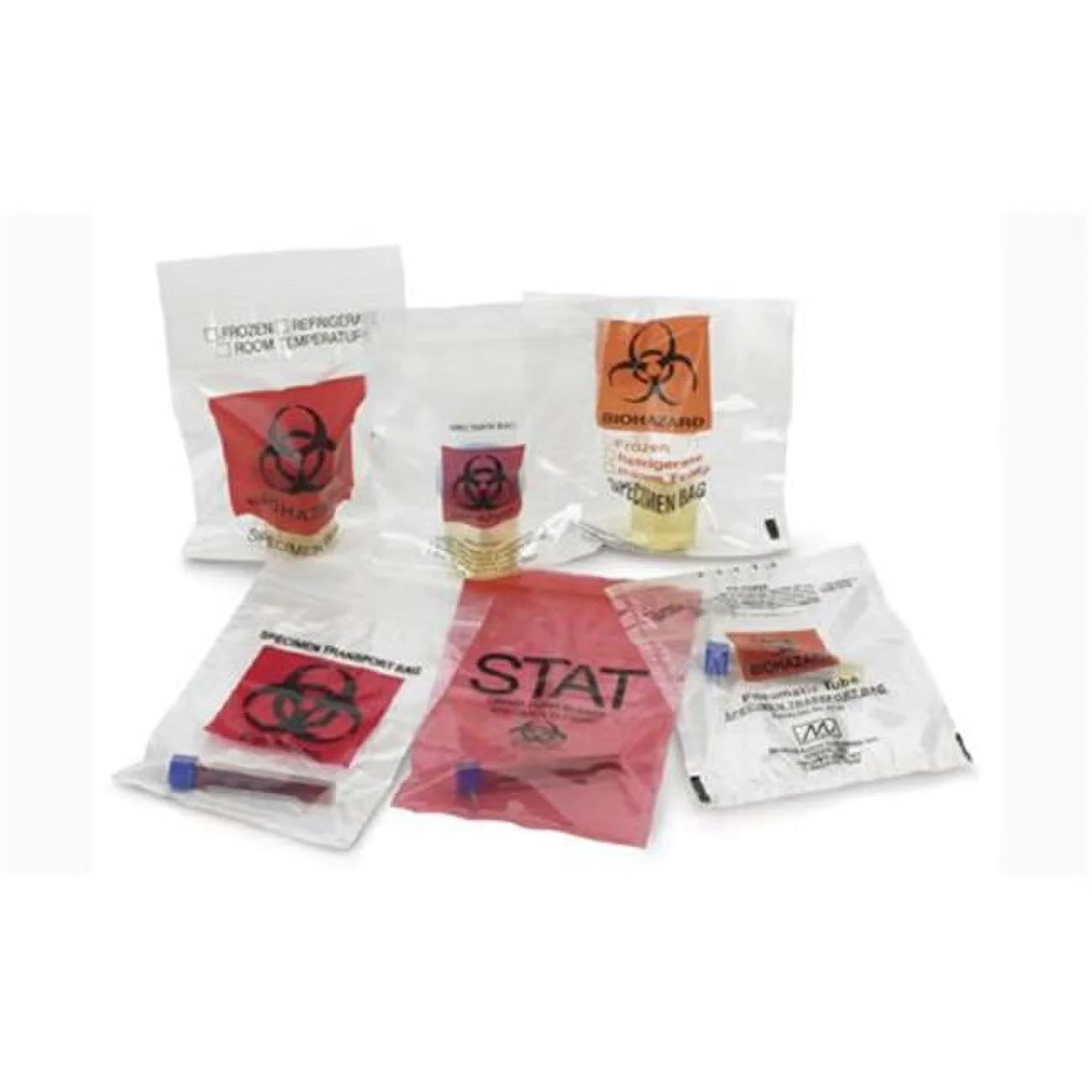 Products MDG 4075 6 X 9 In. Biohazard Symbol Frozen Refrigerate Room Temp & Zip Closure Transport Bag - Clear, Black & Orange - 100 per Box - 10 Box per Case