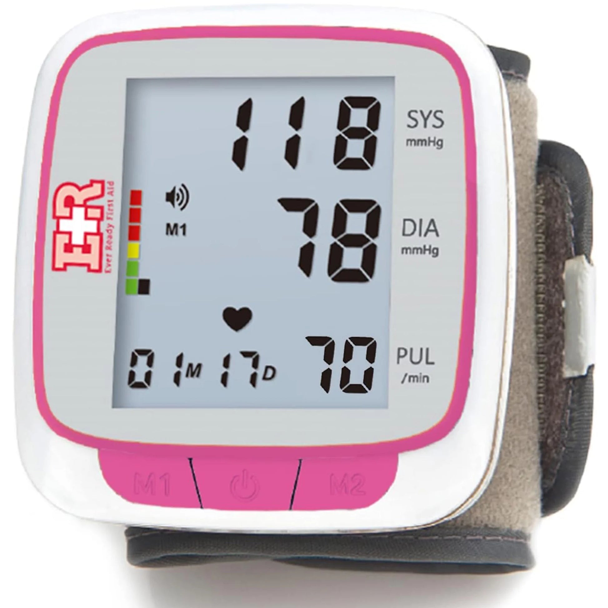Fully Automatic Wearable Blood Pressure Wrist Cuff Monitor, Pink