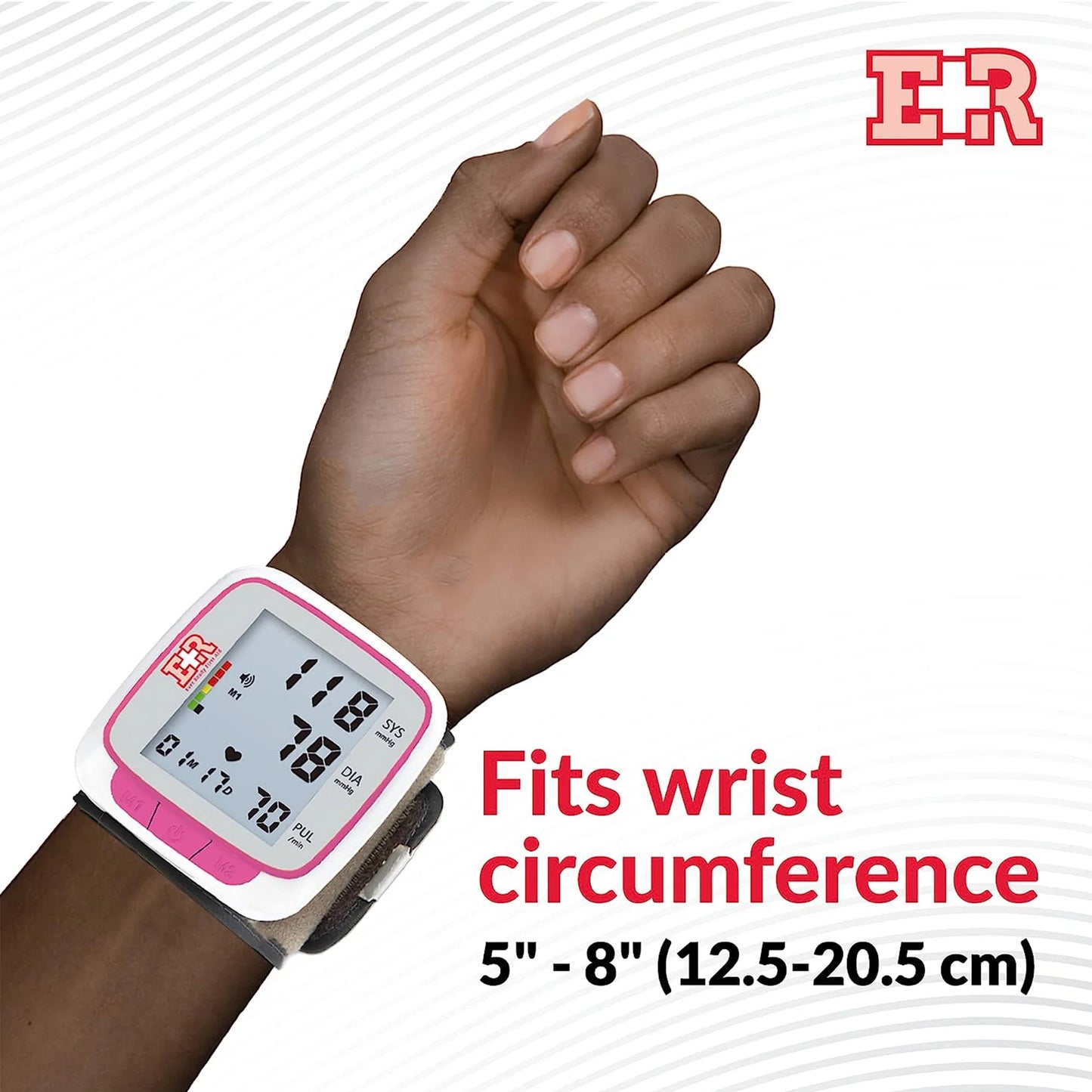Fully Automatic Wearable Blood Pressure Wrist Cuff Monitor, Pink
