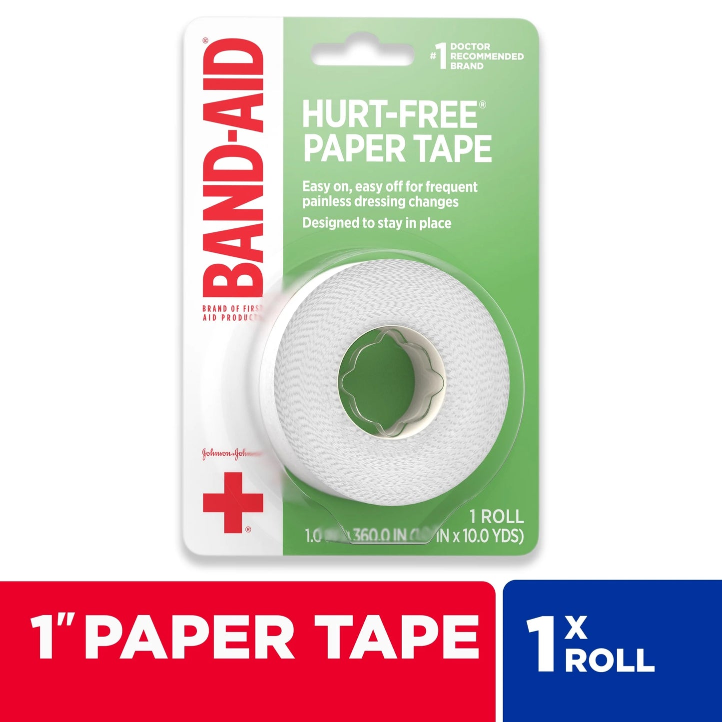 Brand First Aid Hurt-Free Medical Paper Tape, 1 in by 10 Yd