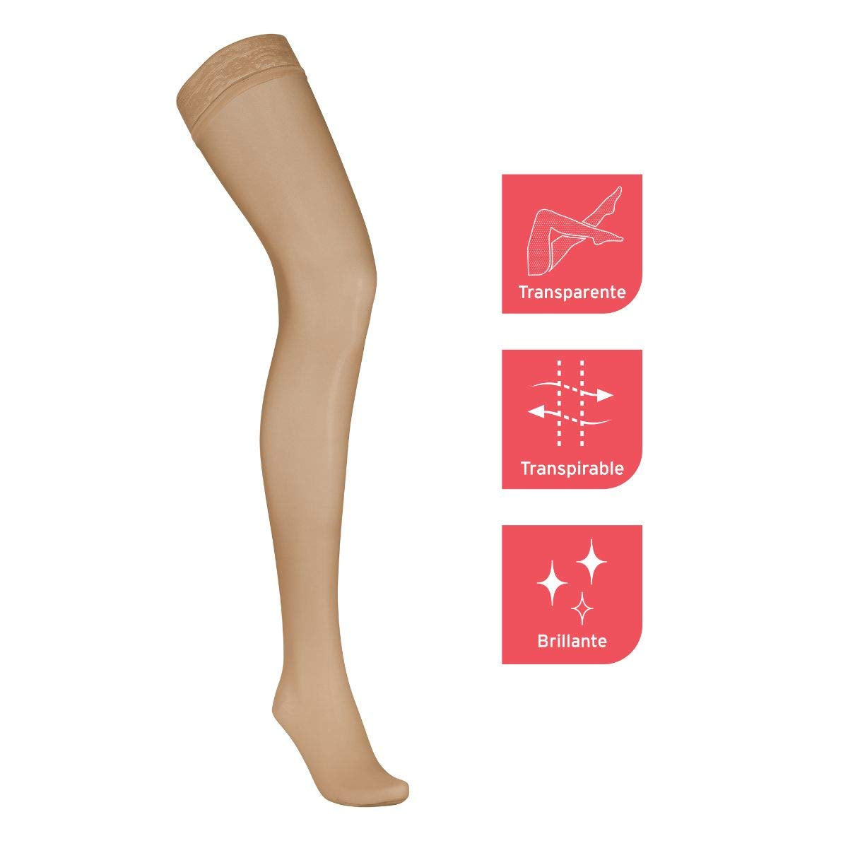 BSN Medical/ 119164 Ultra Sheer Compression Stocking, Thigh High, 15-20 Mmhg, Closed Toe, Diamond, Classic Black, Large, Pair