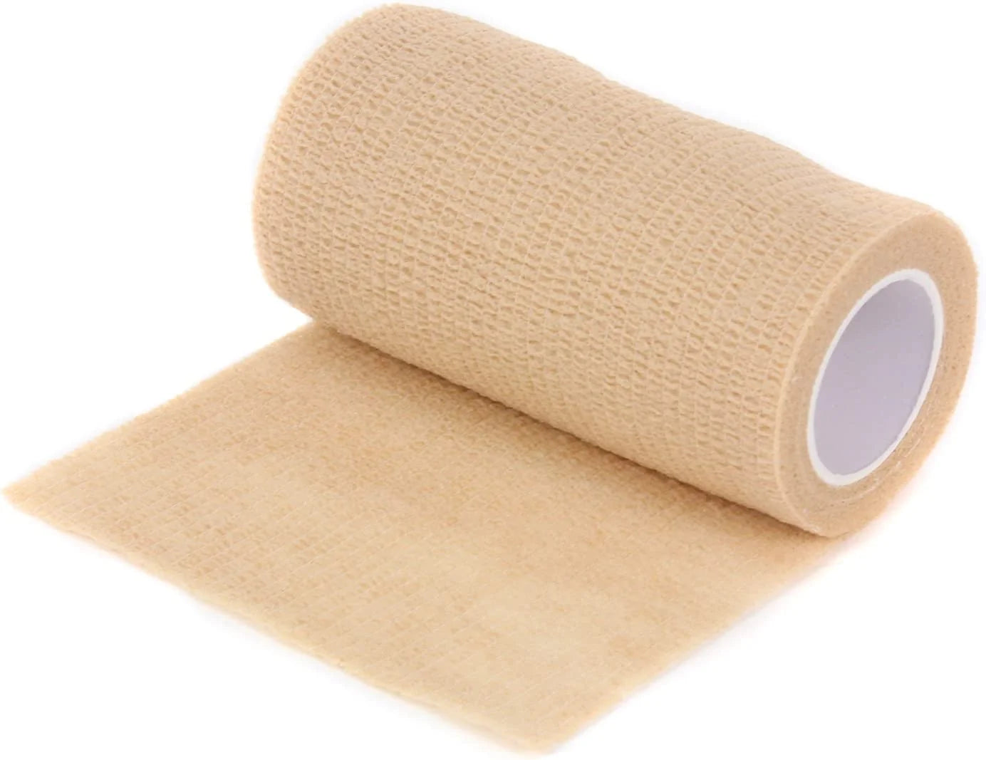Self Adherent Cohesive Wrap Bandages for First Aid, Sprains, Pain, Swelling, Sports, Pets - 4 Inches X 5 Yards – 06 Count - Tan