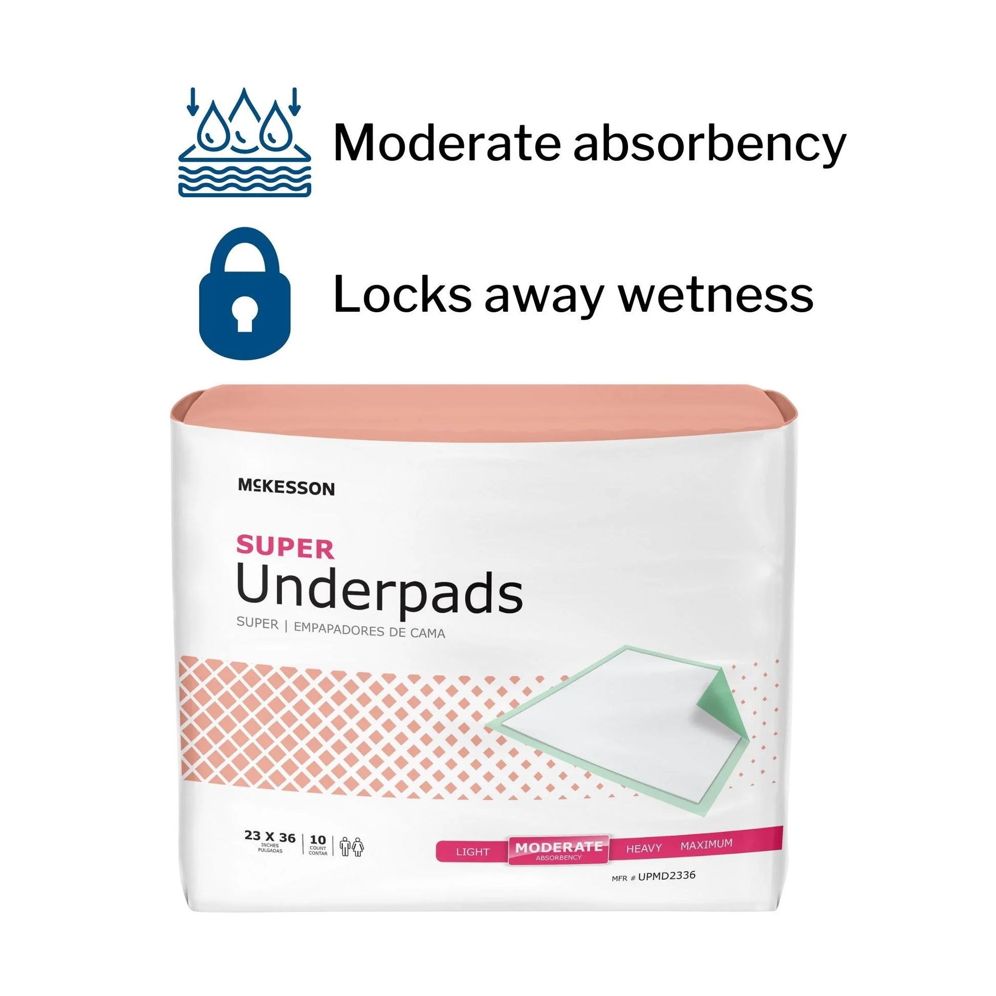 Super Underpads, Incontinence Bed Pads, Moderate Absorbency, 23 in X 36 In, 150 Count