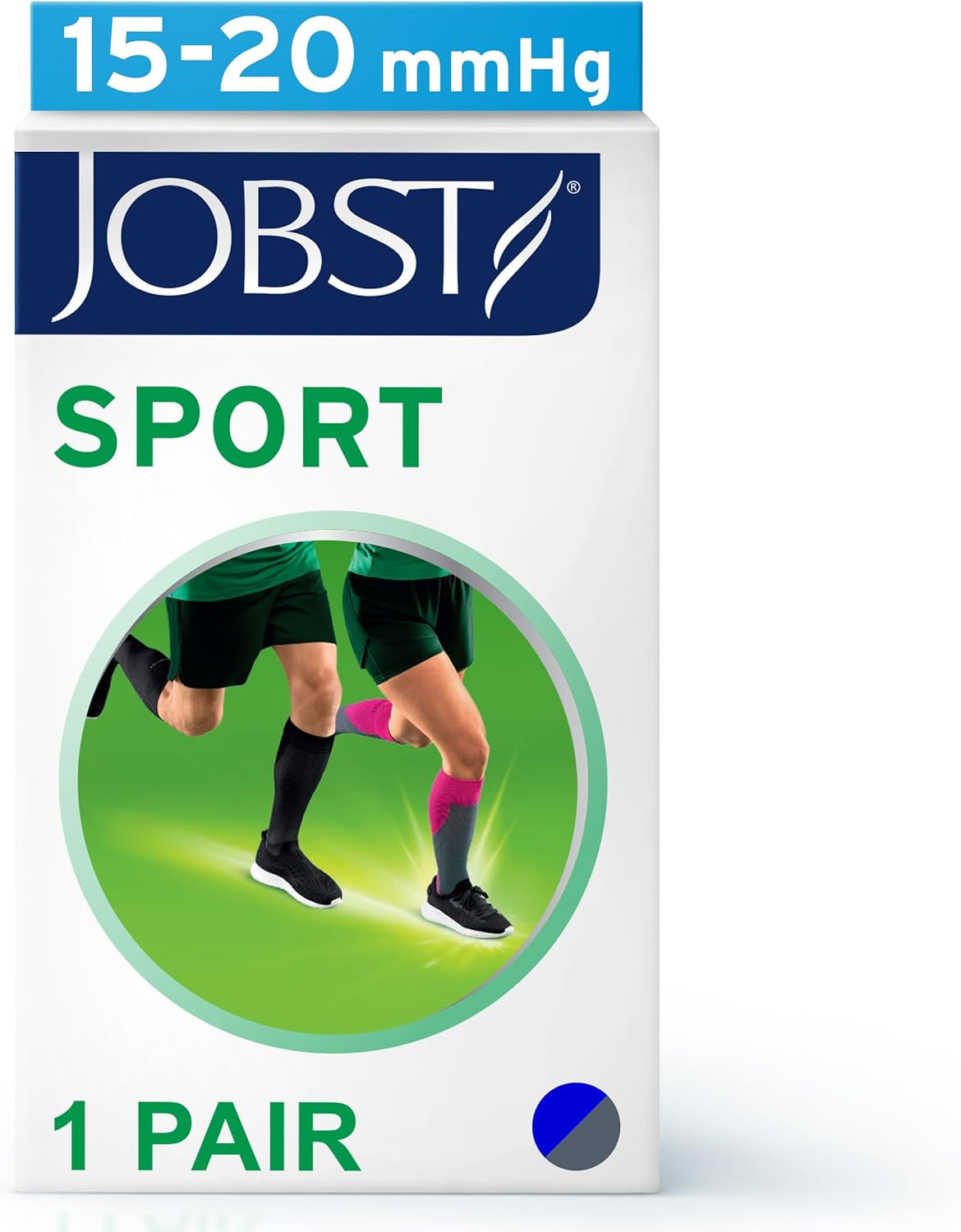 Sport Knee High 15-20 Mmhg Compression Socks, Royal Blue/Grey, Large
