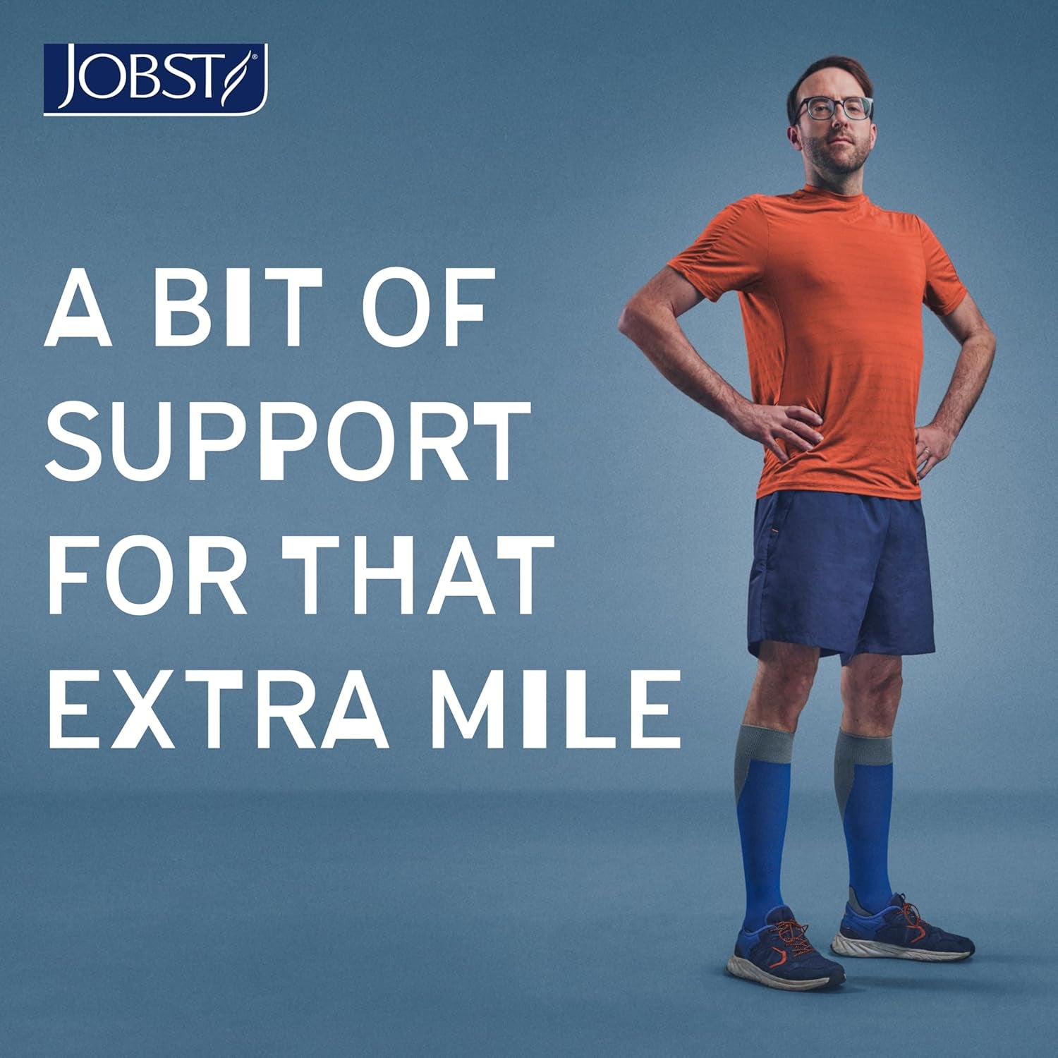 Sport Knee High 15-20 Mmhg Compression Socks, Royal Blue/Grey, Large
