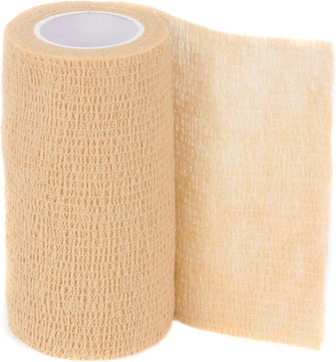 Self Adherent Cohesive Wrap Bandages for First Aid, Sprains, Pain, Swelling, Sports, Pets - 4 Inches X 5 Yards – 06 Count - Tan