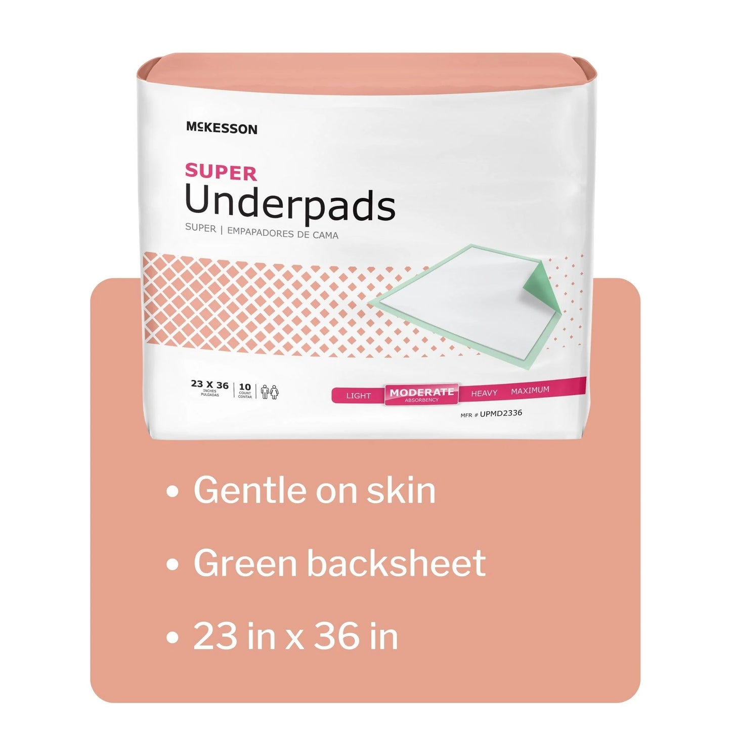 Super Underpads, Incontinence Bed Pads, Moderate Absorbency, 23 in X 36 In, 150 Count